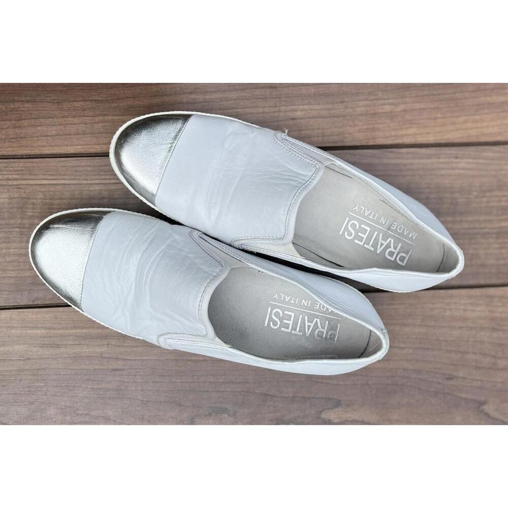 Pratesi Sophia White Leather Slip On Shoe Size 38